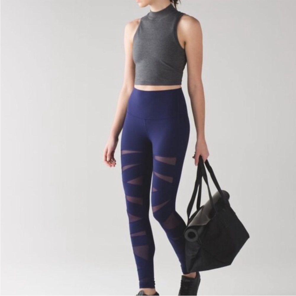Lululemon Blue Wunder Under Mesh Bandage High
Rise Tech Cutout Leggings